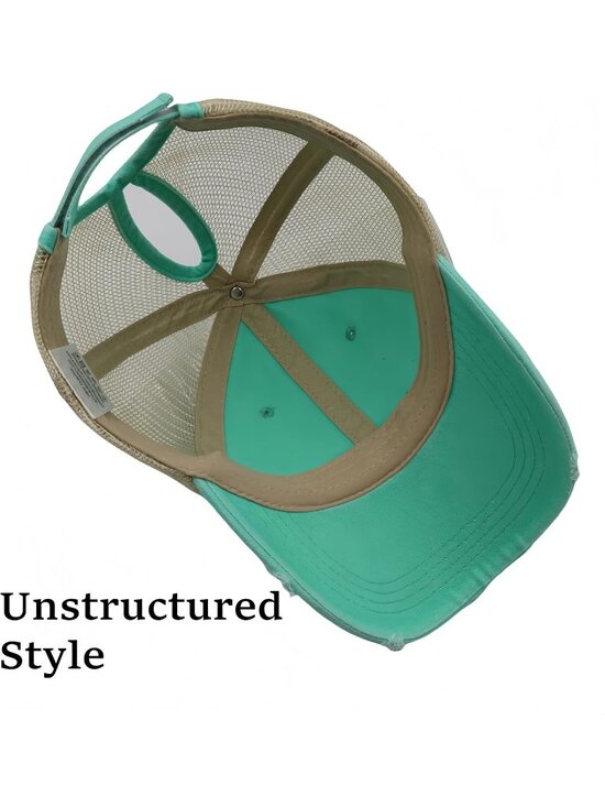 〽️Women Turquoise High Ponytail Baseball Cap Trucker Bad Hair Day Adjustable main image 4